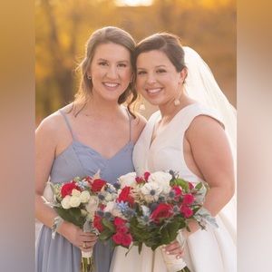 AZAZIE Dusty Blue Formal Dress, style is Cora